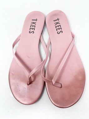 TKEES LEATHER LILY NUDES THONG SANDALS WOMENS SZ 10